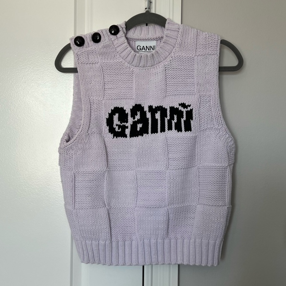 Ganni Purple Crew Neck Knit Sweater